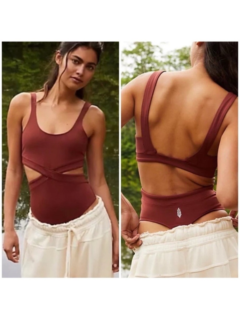 Free People Movement Lose Control Bodysuit in Brown
